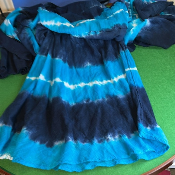 FABULOUS BLUE & WHITE TIE DYE OMBRÉ MAXI DRESS SIZE MEDIUM - Picture 9 of 15